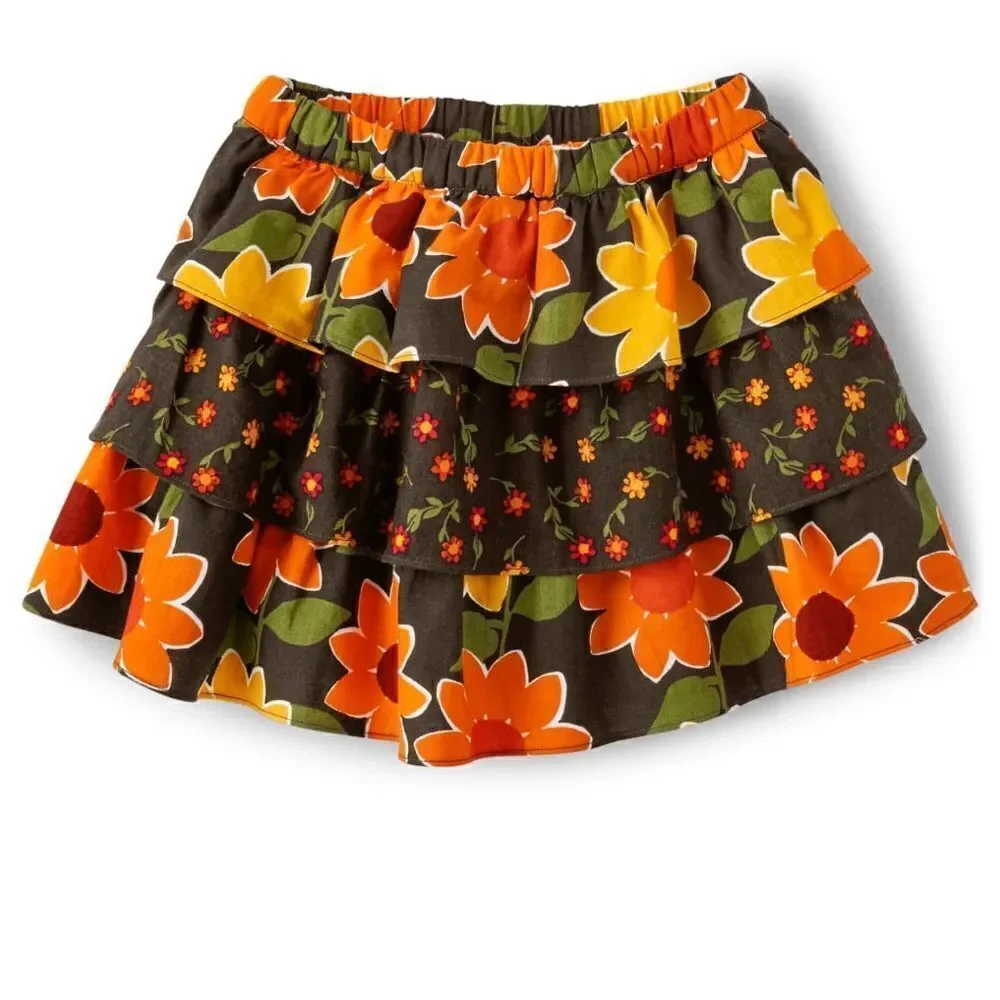 Girls Sunflower Tiered Skort - Harvest - Brown Sz 10